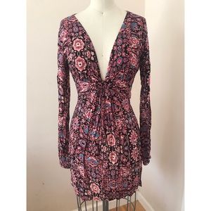 Long sleeve open back dress